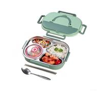 Lunch Box 4 Vani Anti Perdita Per Ufficio per viaggio Lunch Box(green) | 4 scomparti separati, chiusura ermetica, acciaio , per ideale per meal prep, ufficio e scuola