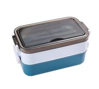 Lunch box a 2 strati, adatto al microonde, per conservare gli alimenti, bento box per studenti, bambini, impiegati, blu