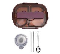 Lunch Box Bento da 1,5 L con 4 Scomparti Snack Box in Acciaio Inossidabile Contenitore per la Preparazione dei Pasti a Tenuta Stagna con Ciotola per Zuppa per Ufficio Scuola (Pink Purple)