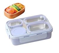 Lunch Box - Bentto Box in acciaio inossidabile | Contenitore per la preparazione dei pasti a 4 scomparti, contenitori per spuntini per il pranzo Contenitore per alimenti per microonde e lavastoviglie