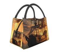 Lunch Box Borsa per il pranzo per donne uomini adulti riutilizzabile isolata borse per il pranzo a tenuta stagna carino Cooler Lunch Tote Bag Fantasy nave pirata Cooler Contenitore per il pranzo per