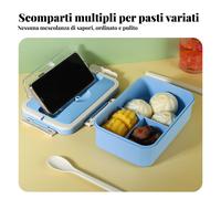 Lunch box con scomparti e manico, bento portatile per studenti, ufficio,