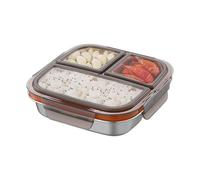 Lunch Box - Contenitore Per Alimenti A 3 Scomparti 17,6 × 17,6 × 5 Cm | Contenitore In Metallo A Prova Di Perdite Per Scuola, Lavoro E Pranzi All'aperto | Snack Box: Preparazione Dei Pasti E Viaggio