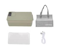 Lunch Box Elettrico, Scaldavivande Riscaldato Portatile da 1 Litro con Riscaldamento Cordless da 40 W per Lavori in Viaggio, Alimentato Tramite USB Tipo C, Contenitore Interno in (GREEN)