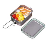 Lunch Box - Food Containers | Bentoo Lunch Box | Lunch Box Adults | Titanium Lunch Box With Divider Foldable Handle Box With Airtight Lid For Heating On Fire For Camping, Backpacking & Outdoor