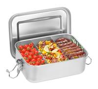 Lunch Box in Acciaio Inossidabile con 2 Scomparti, Lunch Box Sigillato e a Tenuta Stagna da 850 ml, porta pranzo ermetico, porta pranzo acciaio, Senza BPA, Adatto per Adulti e Bambini