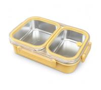 Lunch Box in Acciaio Inox con Scomparti , Bianco riso 2 scomparti+borsa S | Rivestimento protettivo, Borsa termica inclusa, Gita fuori porta, Per professionisti