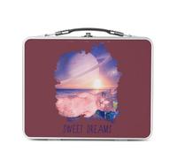 Lunch Box in metallo argentato per panini e snack - Gatto Sweet Dreams Collage Surrealista Vintage Illustrazione Arte Umorismo Parodia Animale - Scatola da gustare in alluminio ciotola rigida stile