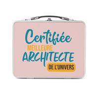 Lunch Box in metallo argentato per sandwich e snack, certificato miglior architetto dell'universo, costruzione arte casa, design architettura, scatola per gustare in alluminio, ciotola rigida, stile