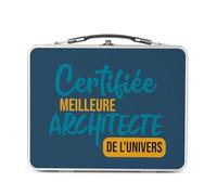 Lunch Box in metallo argentato per sandwich e snack, certificato miglior architetto dell'universo, costruzione arte casa, design architettura, scatola per gustare in alluminio, ciotola rigida, stile