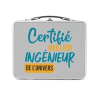 Lunch Box in metallo argentato per sandwich e snack, certificato miglior genieur dell'universo civile informatico mecanico, scatola da gustare in alluminio, ciotola rigida, stile retrò, stampata in