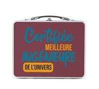 Lunch Box in metallo argentato per sandwich e snack, certificato migliore genieure dell'universo civile informatico mecanico, scatola da gustare in alluminio, ciotola rigida, stile retrò, stampata in