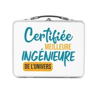 Lunch Box in metallo argentato per sandwich e snack, certificato migliore genieure dell'universo civile informatico mecanico, scatola da gustare in alluminio, ciotola rigida, stile retrò, stampata in