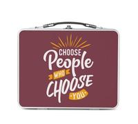 Lunch Box in metallo argentato per sandwich e snack - Choose People who Choose You Typography Lettering Citation Good Vibes - Contenitore per assaggiare in alluminio, ciotola rigida, stile retrò