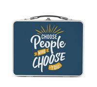 Lunch Box in metallo argentato per sandwich e snack - Choose People who Choose You Typography Lettering Citation Good Vibes - Contenitore per assaggiare in alluminio, ciotola rigida, stile retrò