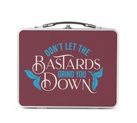 Lunch Box in metallo argentato per sandwich e snack - Don't Let the Bastards Grind You Down tipografia Message Self Care Benessere Salute Empowerment - Scatola da gustare in alluminio ciotola rigida