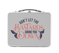 Lunch Box in metallo argentato per sandwich e snack - Don't Let the Bastards Grind You Down tipografia Message Self Care Benessere Salute Empowerment - Scatola da gustare in alluminio ciotola rigida