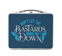 Lunch Box in metallo argentato per sandwich e snack - Don't Let the Bastards Grind You Down tipografia Message Self Care Benessere Salute Empowerment - Scatola da gustare in alluminio ciotola rigida