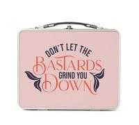 Lunch Box in metallo argentato per sandwich e snack - Don't Let the Bastards Grind You Down tipografia Message Self Care Benessere Salute Empowerment - Scatola da gustare in alluminio ciotola rigida