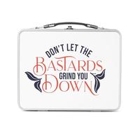 Lunch Box in metallo argentato per sandwich e snack - Don't Let the Bastards Grind You Down tipografia Message Self Care Benessere Salute Empowerment - Scatola da gustare in alluminio ciotola rigida