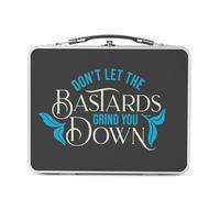 Lunch Box in metallo argentato per sandwich e snack - Don't Let the Bastards Grind You Down tipografia Message Self Care Benessere Salute Empowerment - Scatola da gustare in alluminio ciotola rigida