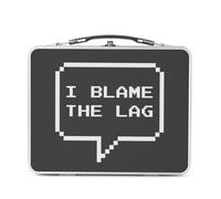 Lunch Box in metallo argentato per sandwich e snack - I Blame the Lag Games Online Gaming Arcade Joke Geek 8 bit Pixel - Scatola da gustare in alluminio ciotola rigida in stile retrò stampata in