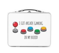 Lunch Box in metallo argentato per sandwich e snack - I got Arcade Gaming in my blood Games Video Retro Gaming Terminale Arcade 80's - Scatola da gustare in alluminio ciotola rigida stile retrò