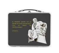Lunch Box in metallo argentato per sandwich e snack - Il primo conoscenza è la conoscenza della mia ignoranza Socrates Citazione Filosofo - Scatola da gustare in alluminio ciotola rigida in stile