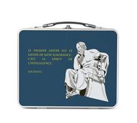 Lunch Box in metallo argentato per sandwich e snack - Il primo conoscenza è la conoscenza della mia ignoranza Socrates Citazione Filosofo - Scatola da gustare in alluminio ciotola rigida in stile
