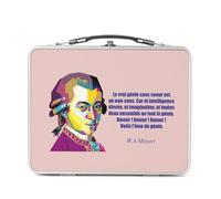 Lunch Box in metallo argentato per sandwich e snack - Il vero genio senza cuore è un non senso Mozart Citazione Musica Creatività - Scatola da gustare in alluminio ciotola rigida in stile retrò