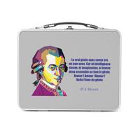 Lunch Box in metallo argentato per sandwich e snack - Il vero genio senza cuore è un non senso Mozart Citazione Musica Creatività - Scatola da gustare in alluminio ciotola rigida in stile retrò