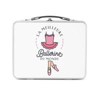 Lunch Box in metallo argentato per sandwich e snack - La migliore ballerina del mondo danzatrice Passione Art Musica Classica - Scatola da gustare in alluminio ciotola rigida stile retrò stampata in