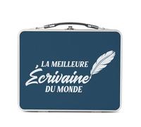 Lunch Box in metallo argentato per sandwich e snack - La migliore scrittrice del mondo libro scrittura romana giornalista artigianato letteratura - Scatola da gustare in alluminio ciotola rigida stile