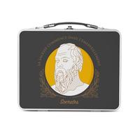 Lunch Box in metallo argentato per sandwich e snack - La saggezza inizia nella meraviglia Socrates Citazione Filosofia - Scatola da gustare in alluminio ciotola rigida stile retrò stampata in Francia