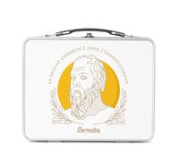 Lunch Box in metallo argentato per sandwich e snack - La saggezza inizia nella meraviglia Socrates Citazione Filosofia - Scatola da gustare in alluminio ciotola rigida stile retrò stampata in Francia