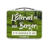Lunch Box in metallo argentato per sandwich e snack - L'eterno è il mio pastore Salmo 23 Versetto Bibbia Religione Spiritualità Citazione - Scatola da gustare in alluminio ciotola rigida stile retrò