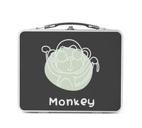 Lunch Box in metallo argentato per sandwich e snack - Scimmia segno astrologico cinese disegno zodiacale oroscopo animale illustrazione - Scatola da gustare in alluminio ciotola rigida stile retrò