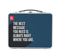 Lunch Box in metallo argentato per sandwich e snack - The Next Message You Need Is Always Right Quote Ram Dass Inspire Motivate Spiritual Meditation - Scatola da gustare in alluminio, ciotola rigida