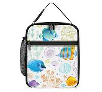 Lunch Box Isolante Pesce Tropicale Conchiglia Stella Marina Piccola Borsa Pranzo per Adulti Estate Spiaggia Termica Riutilizzabile Pranzo di Lavoro Raffreddatore per Uomo Donna Ufficio
