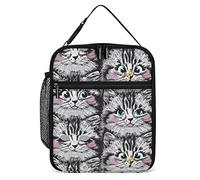 Lunch Box isolato Cute Furry Kitten Face Borsa da pranzo portatile Cute Halloween Lovely Cats Riutilizzabile Small Cooler Lunchbox per uomini Donne Lavoro Ufficio Picnic Viaggi