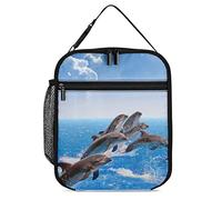 Lunch Box isolato Happy Dolphin Group Borsa per il pranzo portatile Jumping Animal Riutilizzabile Piccolo portapranzo per viaggi di picnic al lavoro