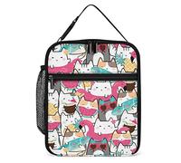 Lunch Box isolato Kawaii Summer Cats Borsa da pranzo portatile Anguria Riutilizzabile Piccola borsa frigo per uomini Donne Lavoro Ufficio Picnic Viaggi