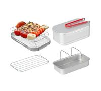 Lunch Box - Lunch Container | Metal Lunch Box | Alluminio Multifunctional Lunch Container Steaming Rack Set | With Steaming Rack Camping Pranzo Box With A Foldable Handle For Travel, & Outside