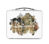 Lunch Box Metallo Argento per Sandwich e Snack - Botticelli Firma Pittura Rinascimentale famoso pittore artista ritratti - Scatola da gustare in alluminio ciotola rigida stile retrò stampata in