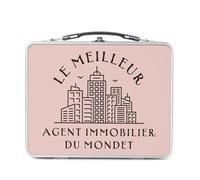 Lunch Box Metallo Argento per Sandwich e Snack - Il Miglior Agente Immobiliare del Mondo Commerciale Immobiliare Vendita Casa Appartamento - Scatola per Assaggiare Alluminio Ciotola Rigida Stile Retrò