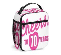 Lunch Box per 60° Compleanno per Donne e Giovani - Essere 60 Anni Parole Scritte a Mano, Borsa per il Pranzo Riutilizzabile per Uomini - Piccola Lunch Box Isolata per Picnic da Lavoro, Rosa e Nero