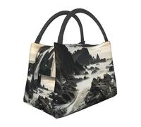 Lunch Box per donne e uomini, borsa termica per il pranzo, robusta costa nera e bianca, riutilizzabile, per lavoro, ufficio, viaggi