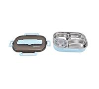 Lunch Box portatile per bambini in acciaio inossidabile 304, box a quattro scomparti da 1,3 litri con ciotola per zuppa, bacchette, cucchiaio, per viaggi scolastici, in ufficio, (Blu【Bacchetta e