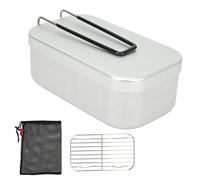 Lunch Box Set Scaffalatura a vapore in lega di alluminio Maniglia Pieghevole Campeggio Bento Box Picnic All'aperto Escursionismo Pesca