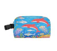 Lunch Coolers Compact Lunch Box Adulto Mantiene il cibo caldo Rettangolare Borsa Pranzo per Scuola/Picnic Cartoon Sea Animal Dolphin Meduse bolso lonchera para Mujer